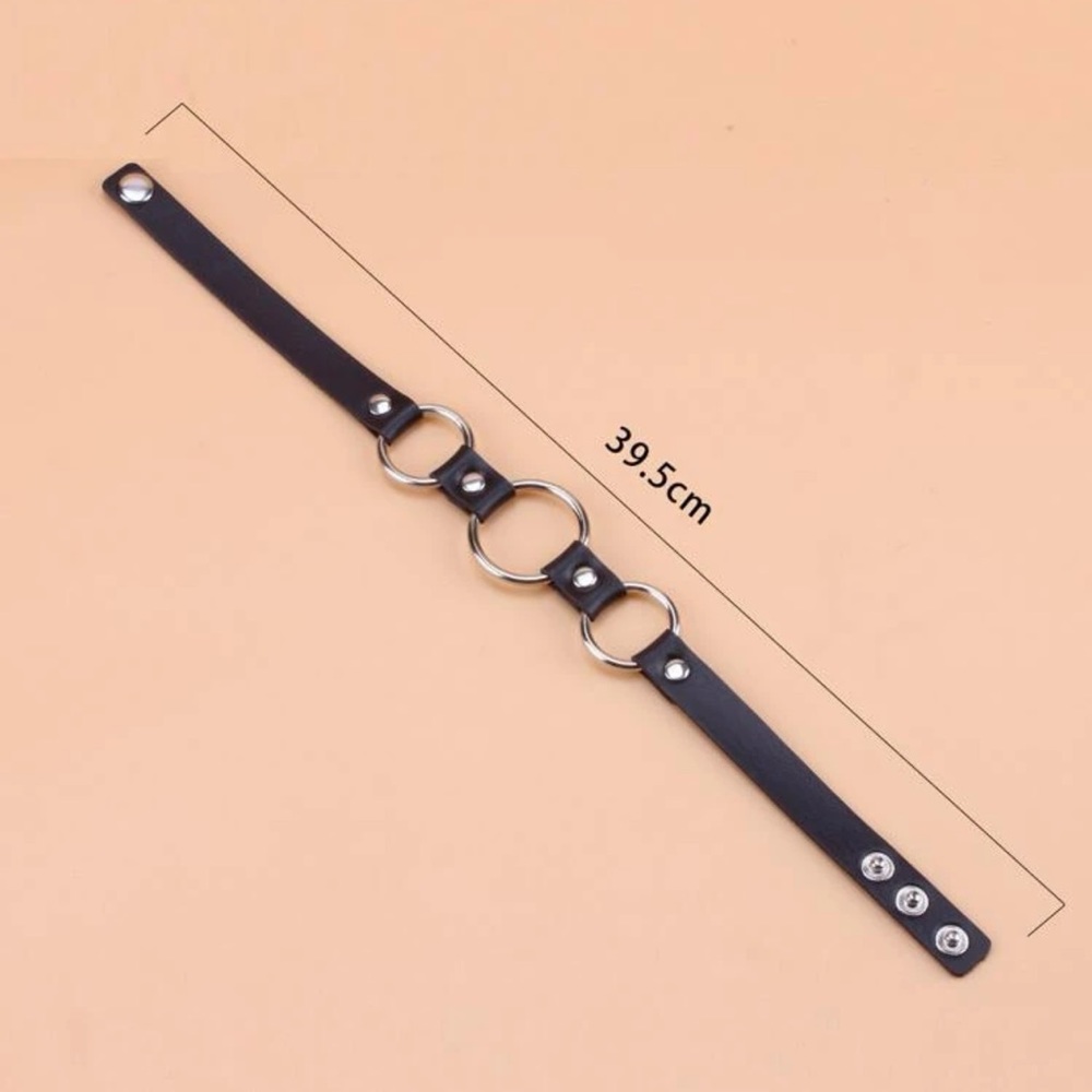 π€ Awesome Triple O Ring PU Leather Choker π€ - Picture 3 of 4
